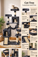 Arbre à chat multi-niveaux en velours écologique de qualité supérieure avec poteaux en sisal pour chatons et chats adultes, idéal pour l'intérieur