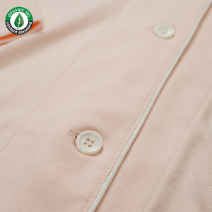 Conjuntos de ropa de dormir suave para mujer respetuosos con el medio ambiente con logotipo privado, conjuntos de pijamas de algodón orgánico 100% largos personalizados para damas - Product Image 6