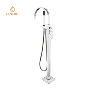 Floor free standing shower bathtub faucet with hand shower