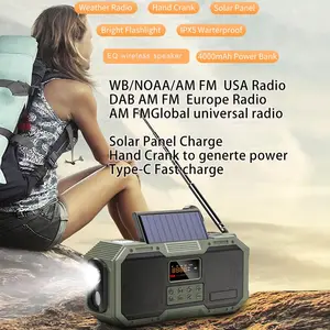 Emergency Weather Radios Solar Speakers Waterproof Internet Wifi DAB+ AM Fm Station Radio With Power Bank/Solar