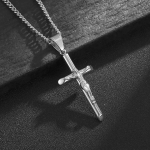 Stainless Steel <b>Cross</b> Pendant Necklace Unisex Punk Hip Hop Style Jewelry - Product Image 3