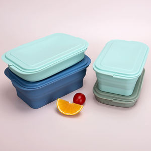 Wholesale Newest Portable Reusable Silicone Bento <b>Box</b> <b>Foldable</b> Lunch Container Microwaveable Preserves Food Collapsible Dishes - Product Image 3