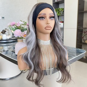 วิกผมแบบคาดศีรษะลูกไม้ฝรั่งเศสแบบยาว  ใยสังเคราะห์ทนความร้อน สีน้ำตาลธรรมชาติ ไฮไลท์สีเทา สำหรับผู้หญิง ใช้ได้ทุกวันและงานปาร์ตี้ - Product Image 5