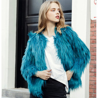 Femme automne hiver grande taille poilu sans col pardessus tendance chaud fausse fourrure vestes manteau