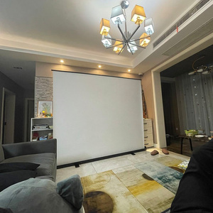 Manual Pull up Piso portátil Interior Exterior Pantalla <span class=keywords><strong>de</strong></span> cine 120 pulgadas 4:3 Roll up Proyección Pantalla <span class=keywords><strong>completa</strong></span> con soporte Caja <span class=keywords><strong>de</strong></span> aluminio - Product Image 2