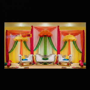 Indonesia Mehndi etapas paraguas decoración colorida boda musulmana Mehandi escenario conjunto estilo árabe Mehndi noche escenario - Product Image 1