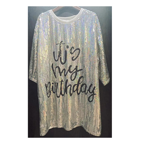 Ingrosso oro argento <span class=keywords><strong>è</strong></span> il mio compleanno abito personalizzato con paillettes Casual abiti con paillettes - Product Image 2