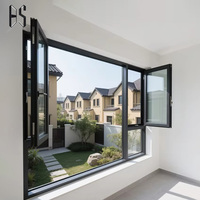 Ventana Abatible de Marco Delgado con Certificación ISO 9001, Resistente a Huracanes, Aislamiento Acústico, Ventanas de Aluminio con Apertura Interior