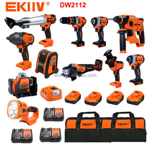 EKIIV Nouveau produit 2024 <span class=keywords><strong>Kit</strong></span> d'outils combinés électriques 10 en 1 Outils multifonctions sans balais 21v Clé à chocs à couple élevé Outils sans fil Ensemble combiné - Product Image 4