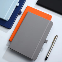 Carnet de notes professionnel en cuir PU avec reliure cousue personnalisée, élastique et porte-stylo, logo gaufré imprimé