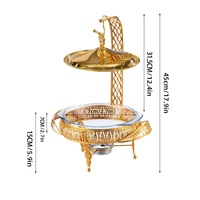 2-3L Gold Edelstahl Alkoholbetriebener Wärmespeicher Chafing Dish Buffet Speisenwärmer-Set für Hotel, Restaurant, Hochzeit, Party