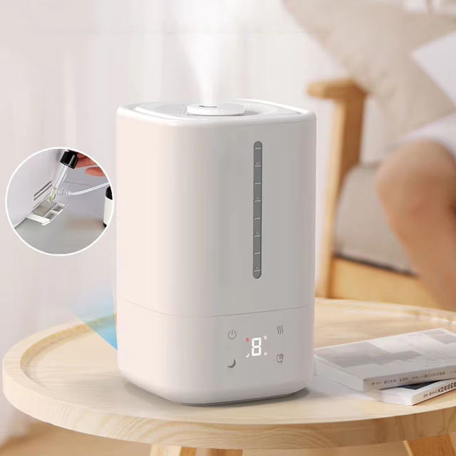 Household Cool Mist 4.5L Top Fill Water Large Capacity Diffuser Desktop Smart Ultrasonic Air Humidifier for Home with LED Light