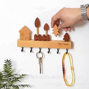 My Castle Wooden Wall Key Rack With <b>Hooks</b> Decorative Storage <b>Shelf</b> For Entryway Coat Rack - Product Image 5