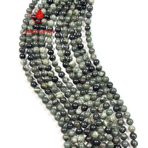 प्राकृतिक गोल मोती हरी लकड़ी जैस्पर 10 मिमी थोक पत्थर के मोती - Product Image 4