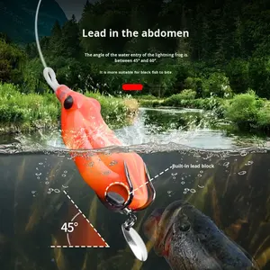 Esca galleggiante galleggiante all'ingrosso esca galleggiante per pesca a forma di rana artificiale della rana del tuono molle - Product Image 5
