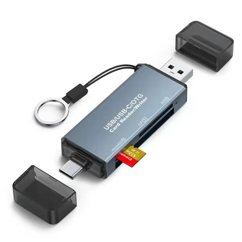 Pembaca Kartu CF Kartu Memori Internal SD 3 Dalam 1 Kepala Pembaca Kartu USB SD Kamera SLR Tipe C Kepala Konverter Fungsi Ganda