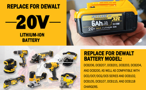 Batería de Repuesto Skyline Innovation Compatible con Herramientas Eléctricas DeWalt 20V 6Ah (25 Amperios) Modelo Sky-20-10 Certificada y Garantizada - Product Image 4