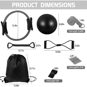 Kit d'accessoires de Pilates unisexe avec logo personnalisé, Bande de résistance en tissu couleur thé au lait, Cercle magique, Bloc de yoga, Anneau de Pilates - Product Image 2