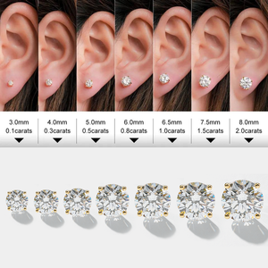 Pendientes de Oro Sólido de 10K, 14K, 18K con Diamantes de Laboratorio de 0.5Ct, 1Ct, 2Ct, Corte Redondo, Verificados por Certificados IGI - Product Image 5