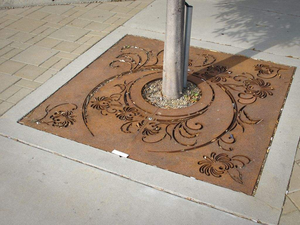 Grille de bordure d'arbre en acier Corten Art Déco, résistante aux intempéries et imperméable, pour trottoir extérieur, en tôle métallique décorative - Product Image 6