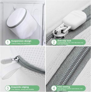 Sac de lavage à cordon pour vêtements multi-tailles, sac de rangement en filet à mailles grossières et fines, sac à linge en filet - Product Image 2