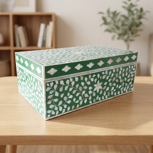 Boîte à mouchoirs en bois de luxe avec incrustation de coquillages faite à la main élégant porte-serviettes pour salon et bureau décor de bureau du Vietnam - Product Image 1