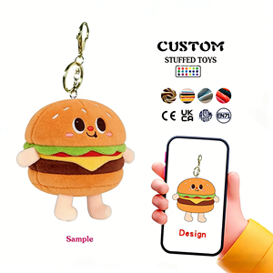 Llaveros de Peluche con Forma de Hamburguesa Hechos en Fábrica con Técnica de Bordado, Servicio OEM/ODM, Llavero de Peluche Personalizado - Product Image 1