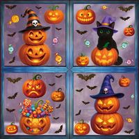Autocollants statiques réutilisables pour fenêtres d'Halloween, sans colle, en PVC, décorations pour vitres, autocollants mignons fantômes, citrouilles, araignées pour la maison, le magasin, Halloween