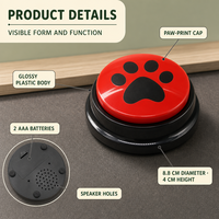 Jouet interactif en ABS avec bouton-poussoir et enregistreur vocal pour animaux de compagnie, avec boîte à sons électronique pour l'entraînement des chiens et des chats et la communication à domicile
