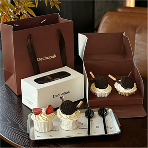 Caja de Embalaje Reciclable para Postres y Cupcakes con Impresión a Doble Cara y Estampado <span class=keywords><strong>en</strong></span> Dorado sobre Cartón - Product Image 2