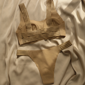 Ensemble soutien-gorge et culotte sans couture rembourré pour femmes à la peau brune, soutien-gorge sans armatures, ensembles de soutien-gorge et culottes - Product Image 6