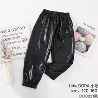 2022 nuovi pantaloni neri in pelle Pu autunno inverno per bambini ragazza 5-9 anni