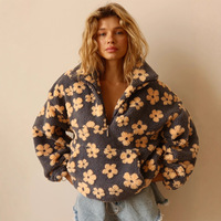 Pull en laine pour femme, style 2025, polaire polaire à fleurs, à capuche, mode occidentale, automne/hiver, chaud