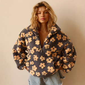 Maglione da Donna in Lana con Cappuccio Floreale in Pile Polare, Nuovo Stile 2025, Moda <span class=keywords><strong>Autunno</strong></span>/Inverno Calda - Product Image 2