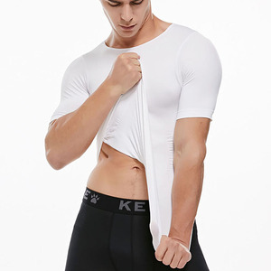 Anti sudor transpirable deportivo entrenamiento Fitness Muscular sin costuras Control de barriga forma elástica cuerpo chaleco Camiseta blanco negro para hombres - Product Image 2