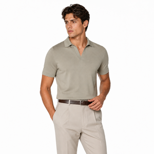Polo de punto de algodón <span class=keywords><strong>verde</strong></span> sin botones, transpirable, anti-bolitas, estilo Old Money, nueva tendencia, para hombre, de verano - Product Image 1