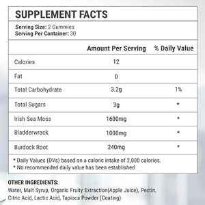 Gomitas Veganas de Musgo Marino con 1600 mg de Musgo Marino Irlandés y 1000 mg de Fucus Vesiculosus por Porción, Sabores Naturales, 60 Gomitas en Total - Product Image 2