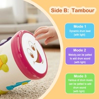 Kids Music Instrument Educational Learning Two-Sided Dynamic Musical Drum Baby Toys with Lights & Sound