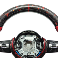 Volant en fibre de carbone forgé pour BMW M3 M4 M5 F32 F80 F30 F10 E70 E90, volant en cuir perforé rouge