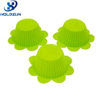 Moule à cupcake rond en silicone de conception de tournesol flexible antiadhésive de couleur personnalisée outils de ménage pour gâteau d'anniversaire cuisson