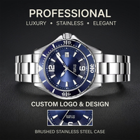 Jam Tangan Pria Mewah Berkualitas Tinggi OEM Logo Kustom 10ATM Tahan Air Kristal Safir Baja Tahan Karat Diver Miyota Quartz