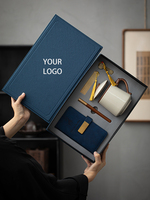 Entreprise Emballage cadeau de fin d'année Boîte en papier carton Boîte d'emballage pour carnet de notes et stylo avec couvercle supérieur et inférieur Logo personnalisé imprimé