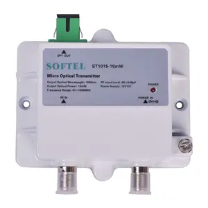 Softel 10mw Cable TV Transmitter 1550 CATV Mini Optical Transmitter SC/APC Fiber Optic Transceivers Single Mode DC 12V White