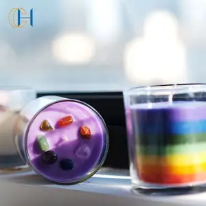 Wholesale Custom Chakra Big Candle 7 Different Color Wax With Wooden Lid