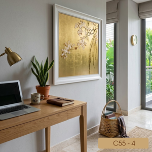 Pintura de Paisaje en Hoja de Oro Hecha a Mano en Vietnam, Arte de Pared de Lámina Metálica de Lujo, OEM ODM, Decoración para Hotel, Villa u Oficina, Modelo C55-4 - Product Image 5
