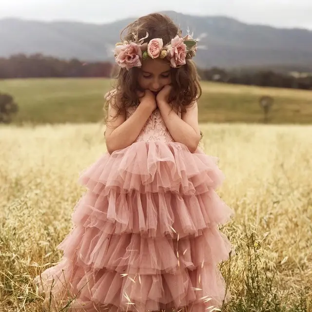 Robe de gâteau en dentelle pour enfants, été 2023