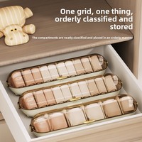 NFS Boîte de rangement murale transparente en plastique sans perçage pour sous-vêtements Boîte à compartiments pour chaussettes et sous-vêtements