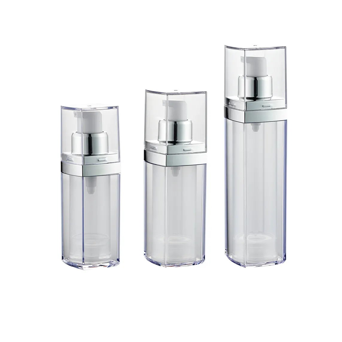 Neues Design 15ml 30ml 50ml Acryl Airless Flasche Airless Pump Flasche Quadrat für Kosmetik öl Serum