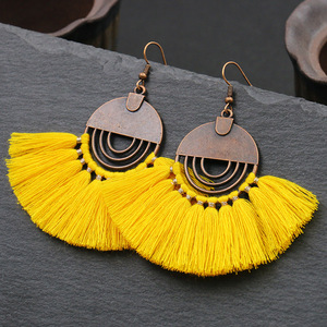 Bohemian Tassel <b>Drop</b> Earrings For Women Antique <b>Bronze</b> Plated Alloy Fan Shape Party Jewelry Fashion Earrings - Product Image 4