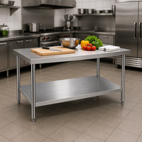 Banc de préparation extérieur robuste pour fournitures hôtelières, table de travail industrielle en acier inoxydable 304 sur mesure, évier de cuisine en inox